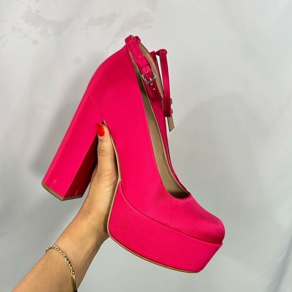 Steve Madden Artem hot pink platform ankle strap heels size 7.5 - Picture 6 of 8